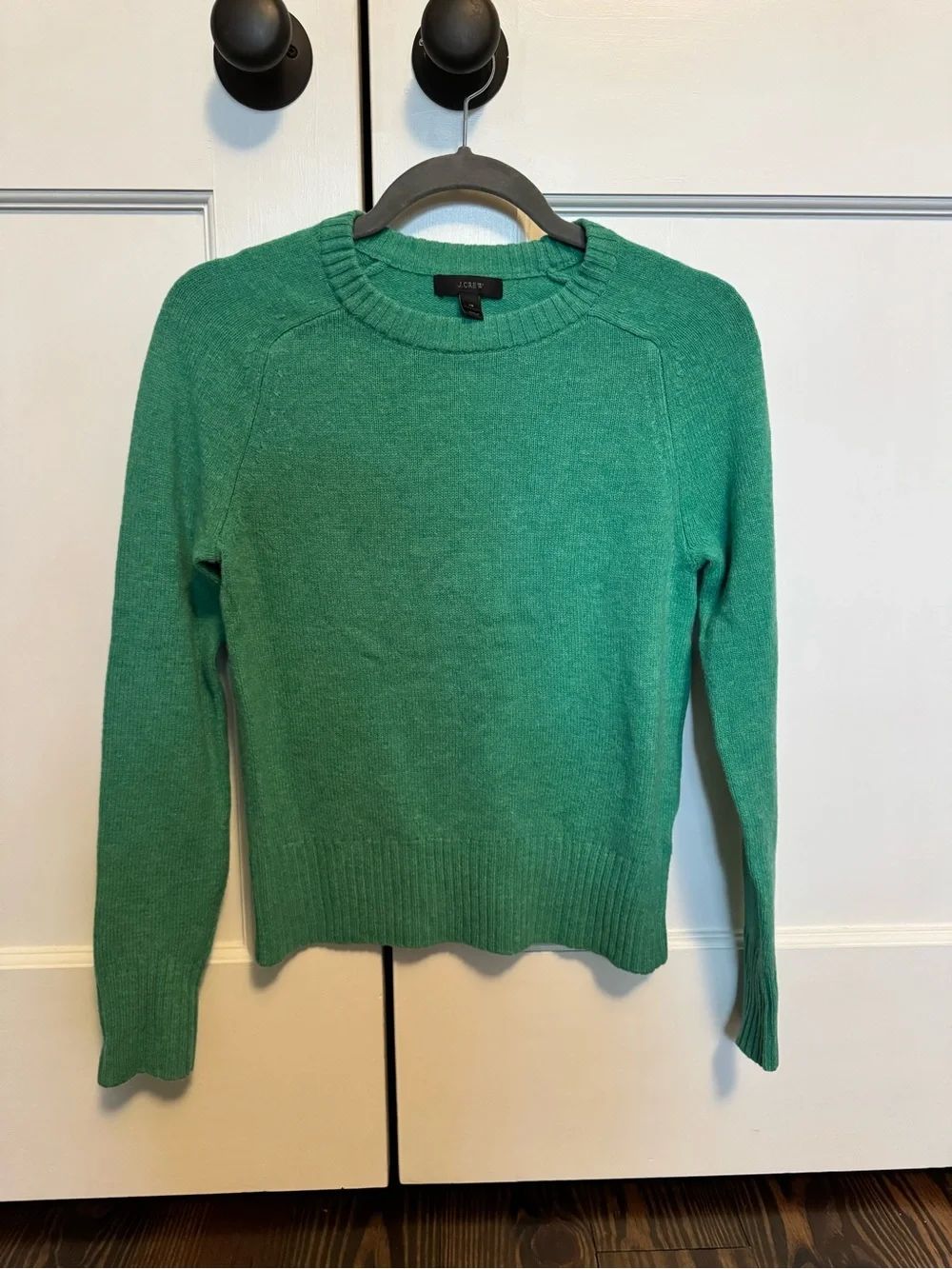J. Crew Heather Green Crewneck 100% Wool Sweater